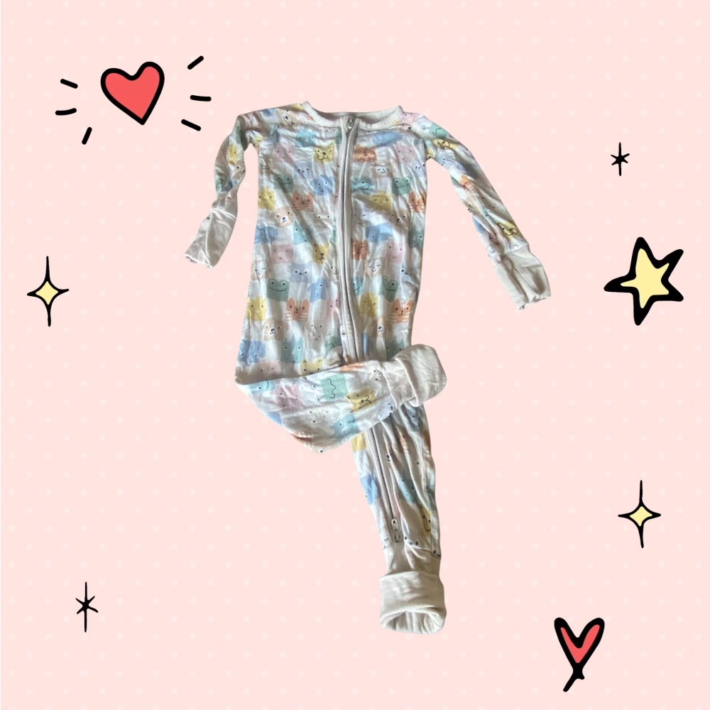 Little Sleepies Convertible Multicolor Animal Pajamas 6-12 months